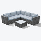 Ensemble de canapés d'extérieur sectionnels en osier 6 pièces avec coussins