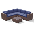 Ensemble de canapés d'extérieur sectionnels en osier 6 pièces avec coussins