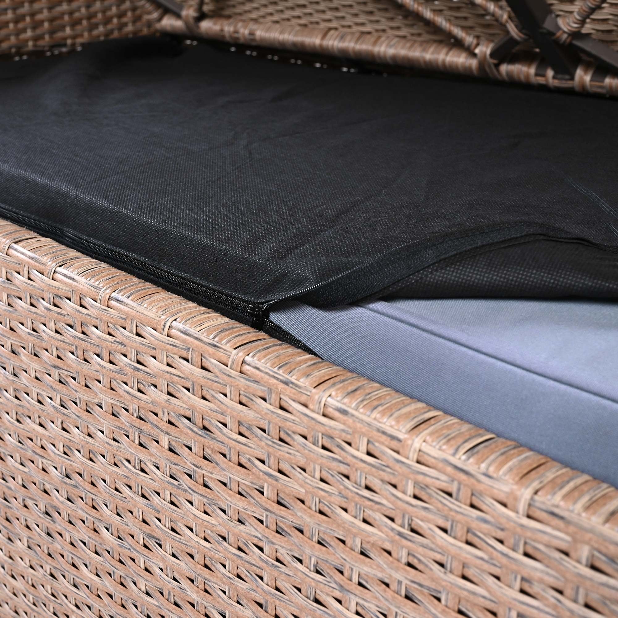 Ensemble de canapés de patio en rotin PE 6 pièces avec rangement et sièges réglables