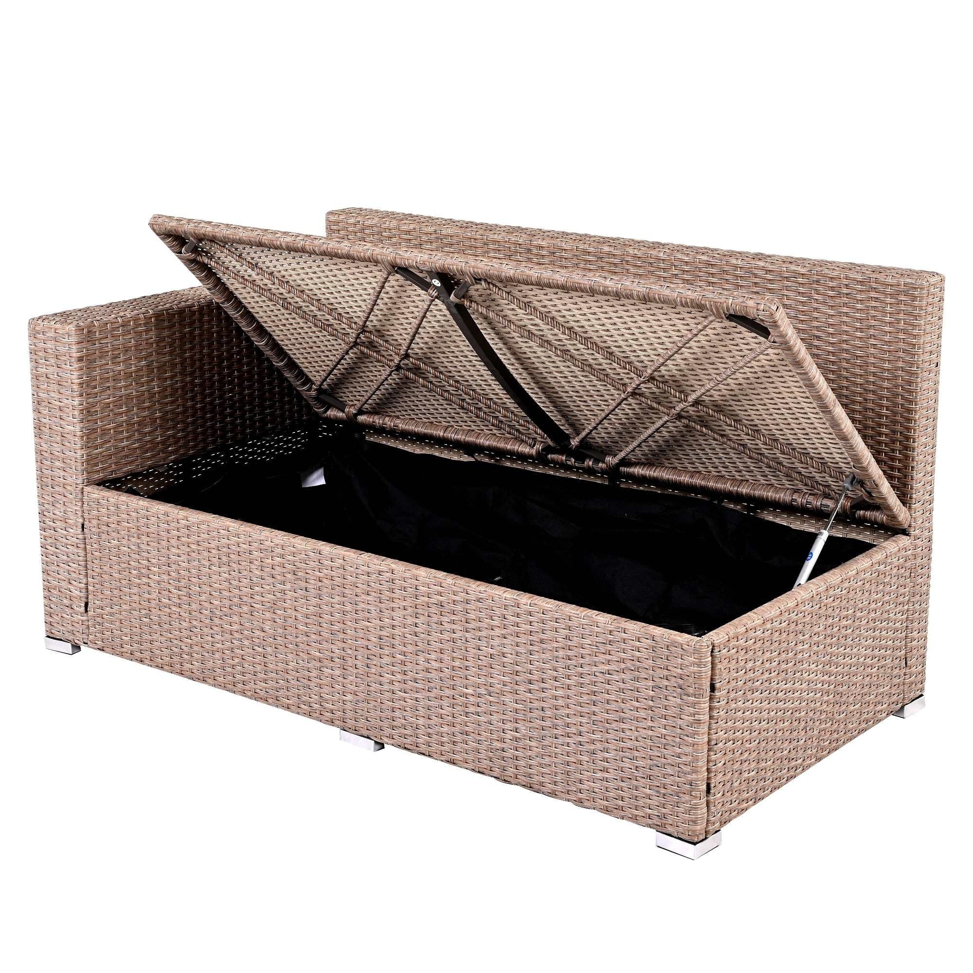 Ensemble de canapés de patio en rotin PE 6 pièces avec rangement et sièges réglables