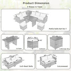 Ensemble de canapés de patio en rotin PE 6 pièces avec rangement et sièges réglables