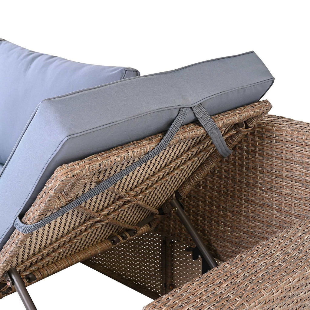 Ensemble de canapés de patio en rotin PE 6 pièces avec rangement et sièges réglables