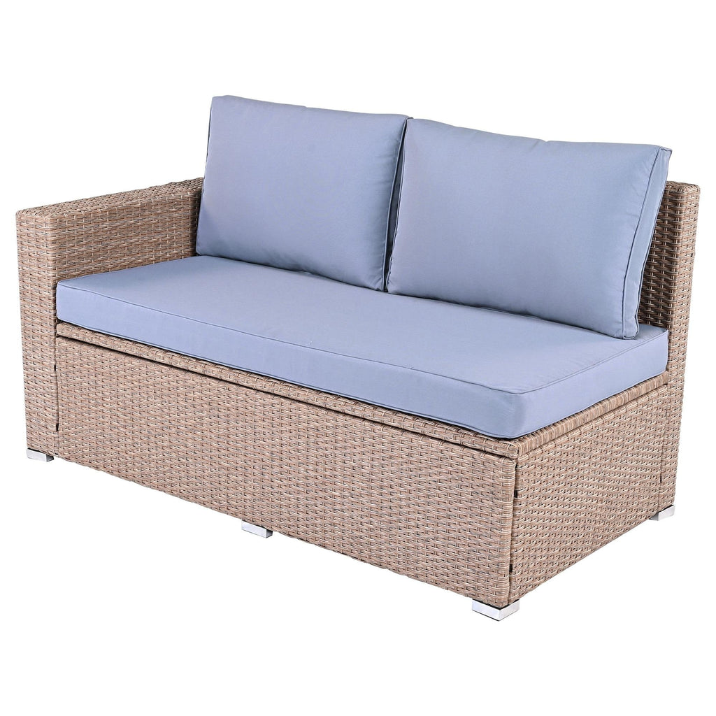 Ensemble de canapés de patio en rotin PE 6 pièces avec rangement et sièges réglables