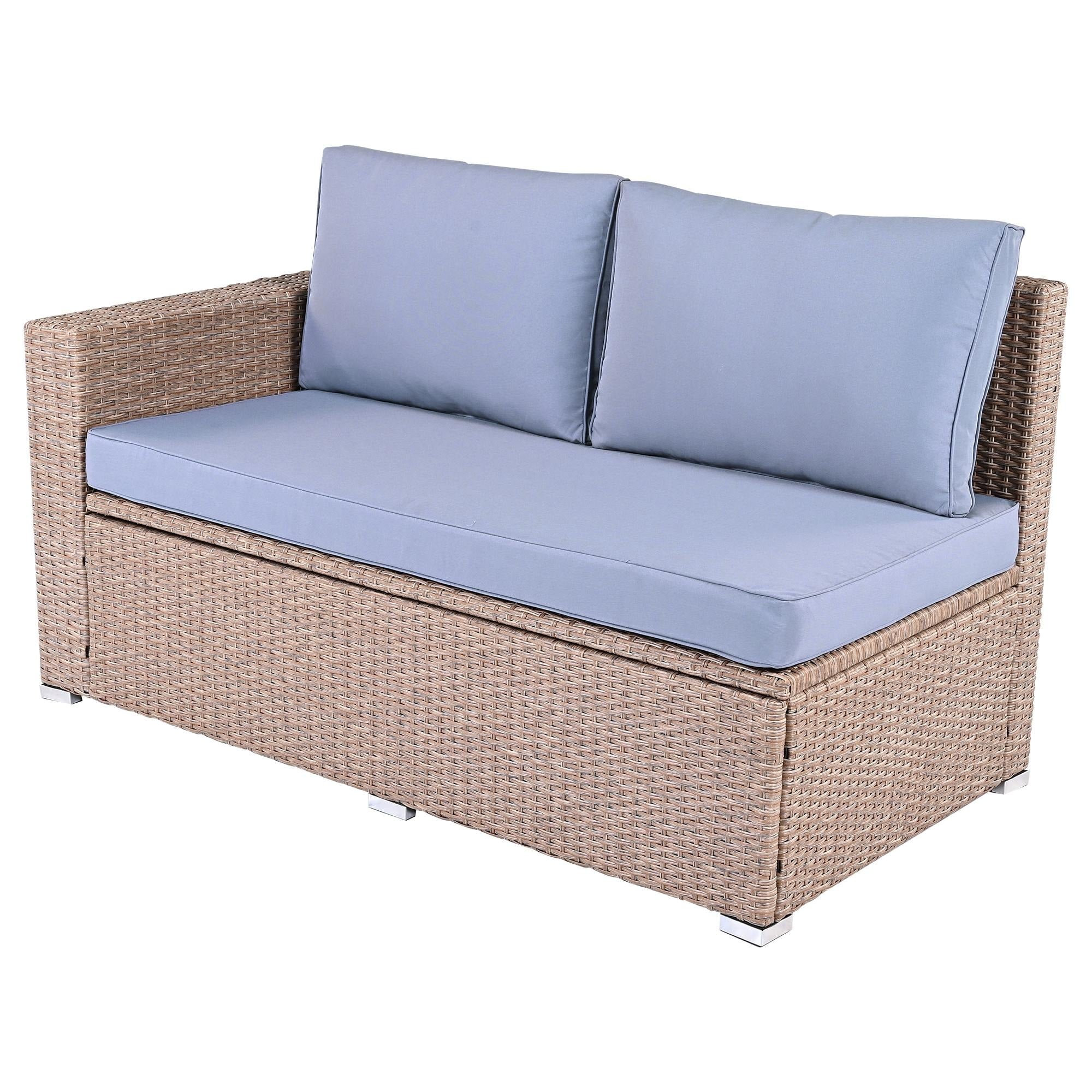 Ensemble de canapés de patio en rotin PE 6 pièces avec rangement et sièges réglables