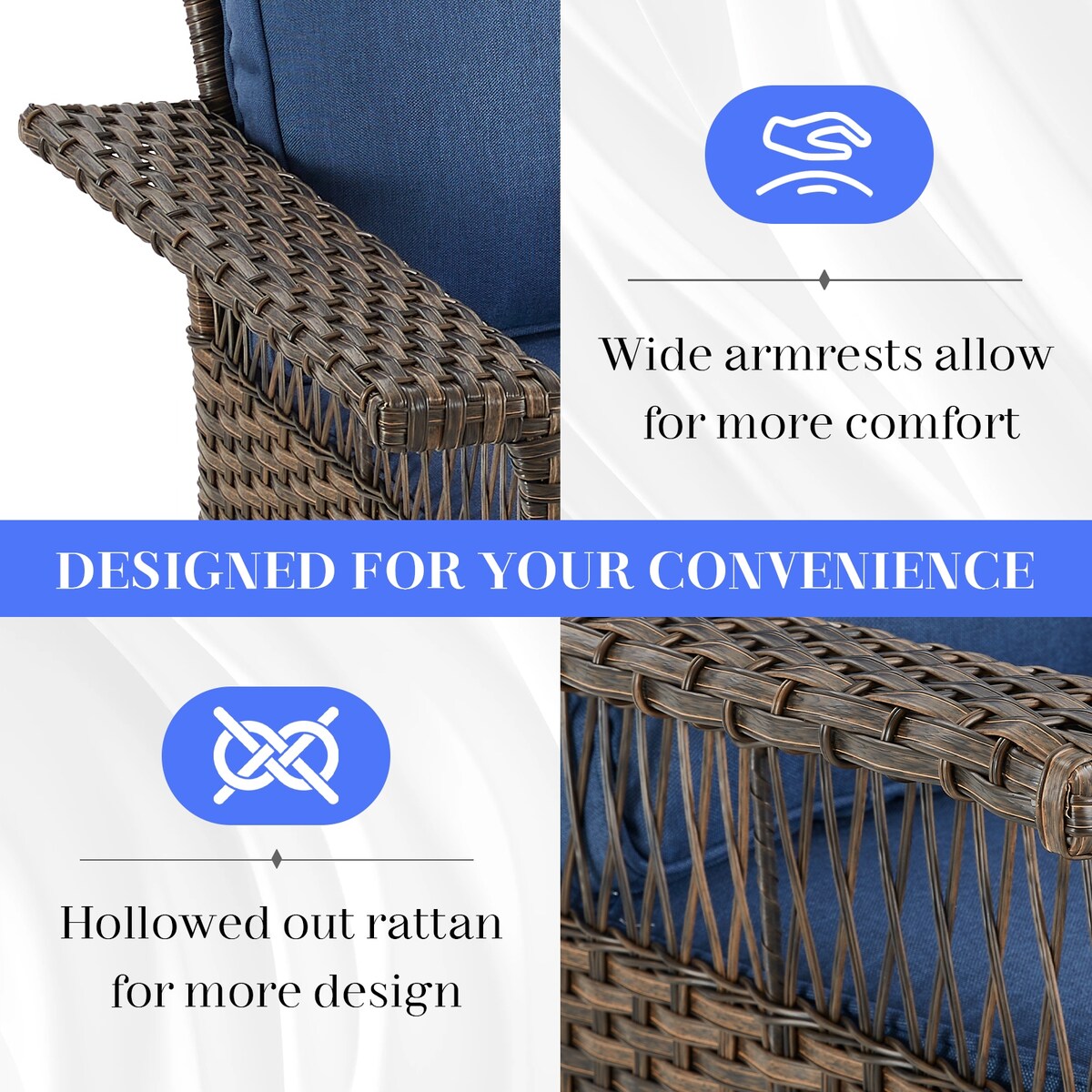 Ensemble de 6 meubles de jardin en rotin - Marron