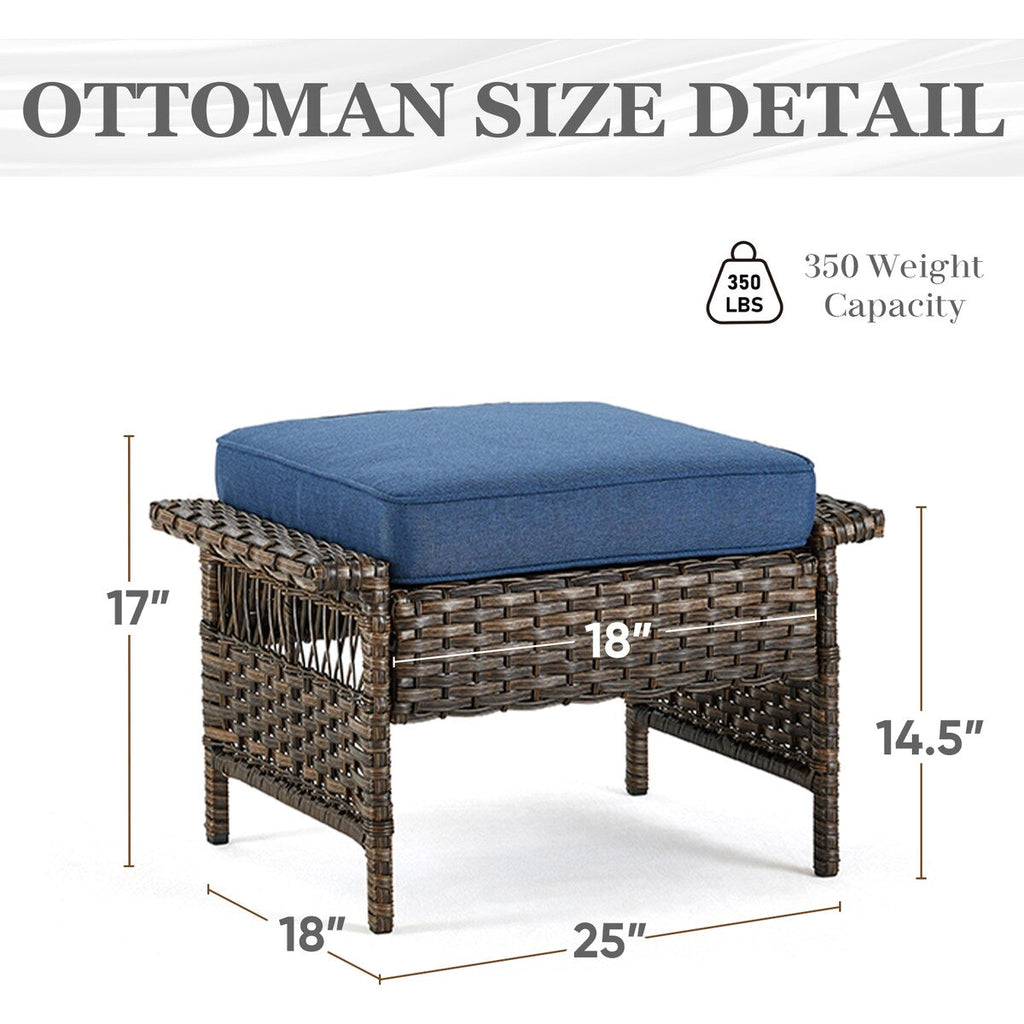 Ensemble de 6 meubles de jardin en rotin - Marron