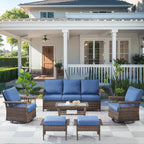 Ensemble de 6 meubles de jardin en rotin - Marron