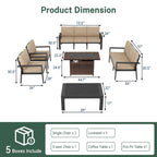 Ensemble de meubles de jardin 6 pièces en aluminium avec housse imperméable