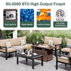 Ensemble de meubles de jardin 6 pièces en aluminium avec housse imperméable