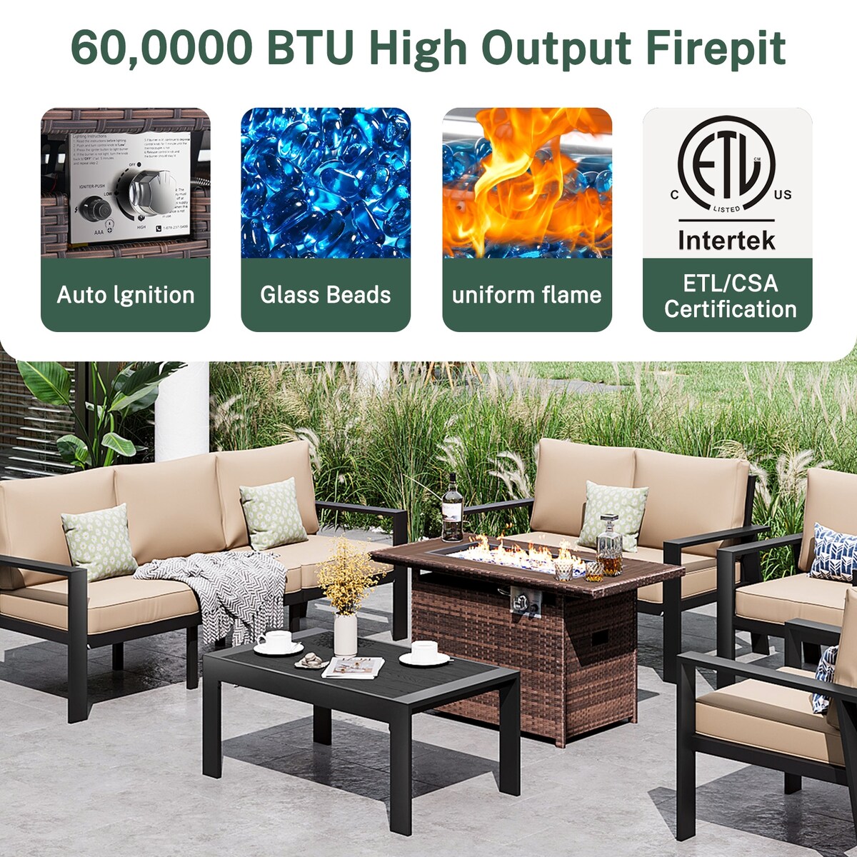 Ensemble de meubles de jardin 6 pièces en aluminium avec housse imperméable