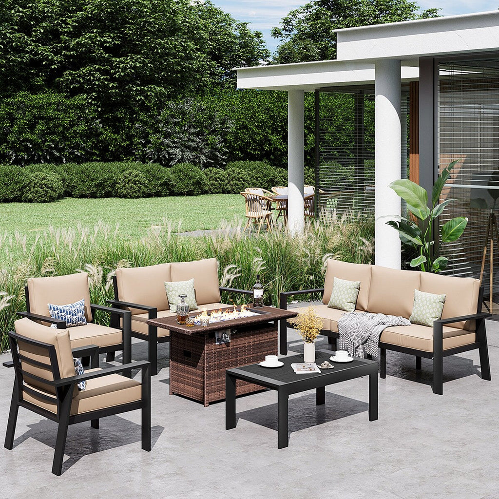 Ensemble de meubles de jardin 6 pièces en aluminium avec housse imperméable