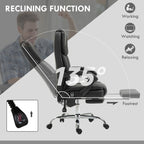 Fauteuil de bureau inclinable avec massage par vibrations à 6 points, revêtement en cuir synthétique, avec chauffage lombaire et repose-pieds