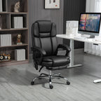 Fauteuil de bureau inclinable avec massage par vibrations à 6 points, revêtement en cuir synthétique, avec chauffage lombaire et repose-pieds
