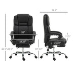 Fauteuil de bureau inclinable avec massage par vibrations à 6 points, revêtement en cuir synthétique, avec chauffage lombaire et repose-pieds