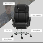 Fauteuil de bureau inclinable avec massage par vibrations à 6 points, revêtement en cuir synthétique, avec chauffage lombaire et repose-pieds