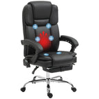 Fauteuil de bureau inclinable avec massage par vibrations à 6 points, revêtement en cuir synthétique, avec chauffage lombaire et repose-pieds