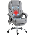 Fauteuil de bureau inclinable et ergonomique avec massage par vibrations à 6 points, pivotant et chauffant pour les lombaires, avec repose-pieds et hauteur réglable.