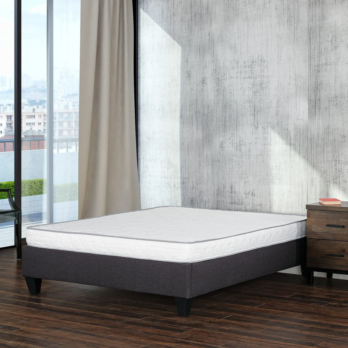 Matelas en mousse ferme réversible de 6 po dans une boîte, matelas simple en mousse haute densité, blanc