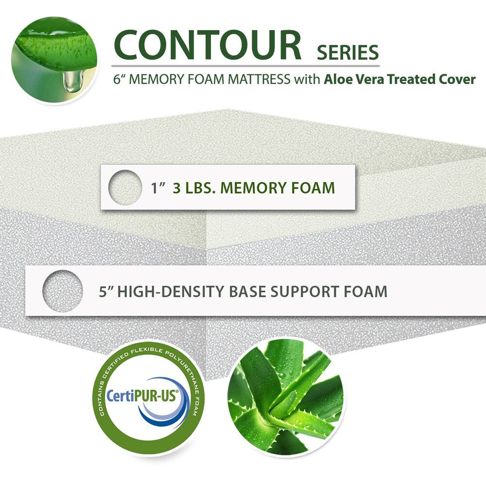 Matelas en mousse à mémoire de forme AC Pacific Aloe Vera de 6 pouces