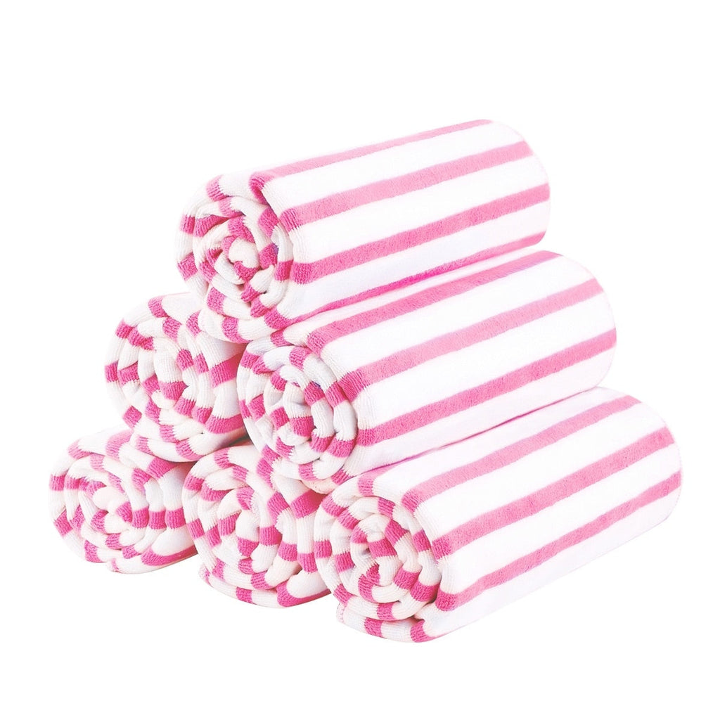 Lot de 6 serviettes de bain à rayures Cabana pour la plage