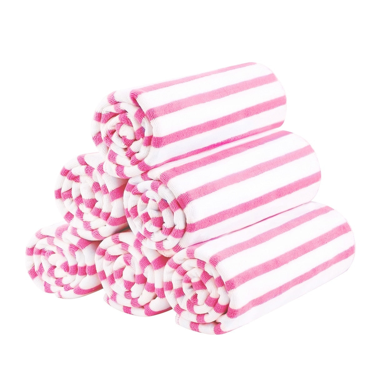 Lot de 6 serviettes de bain à rayures Cabana pour la plage