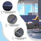 Ensemble de canapés d'extérieur sectionnels en osier 6 pièces