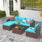 Ensemble de canapés d'extérieur sectionnels en osier 6 pièces