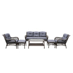 Ensemble de 6 meubles de patio en résine tressée avec dossier haut