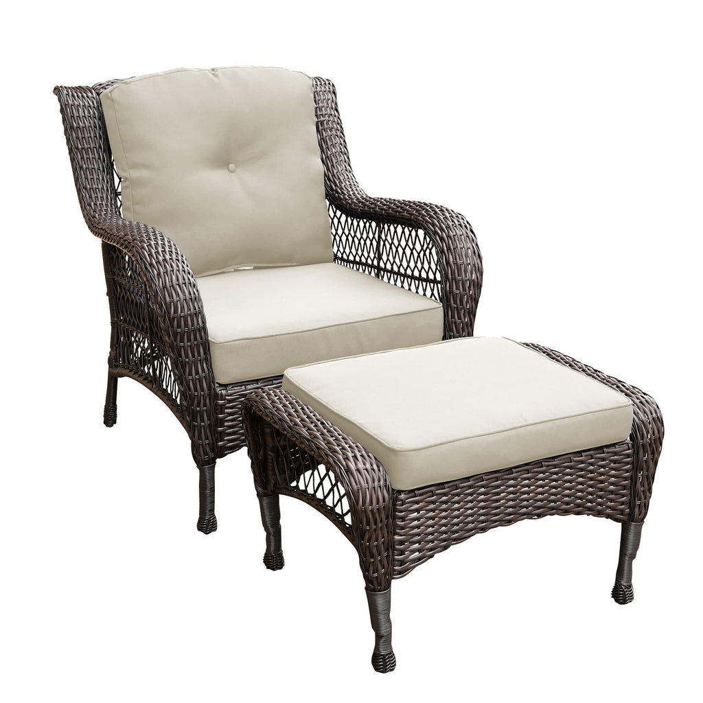 Ensemble de 6 meubles de patio en résine tressée avec dossier haut