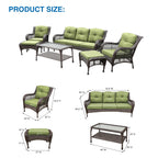 Ensemble de 6 meubles de patio en résine tressée avec dossier haut