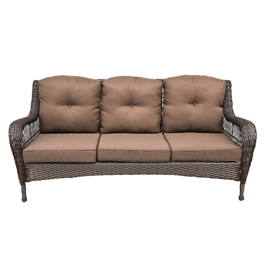 Ensemble de 6 meubles de patio en résine tressée avec dossier haut