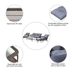 Ensemble de 6 meubles de patio en résine tressée avec dossier haut