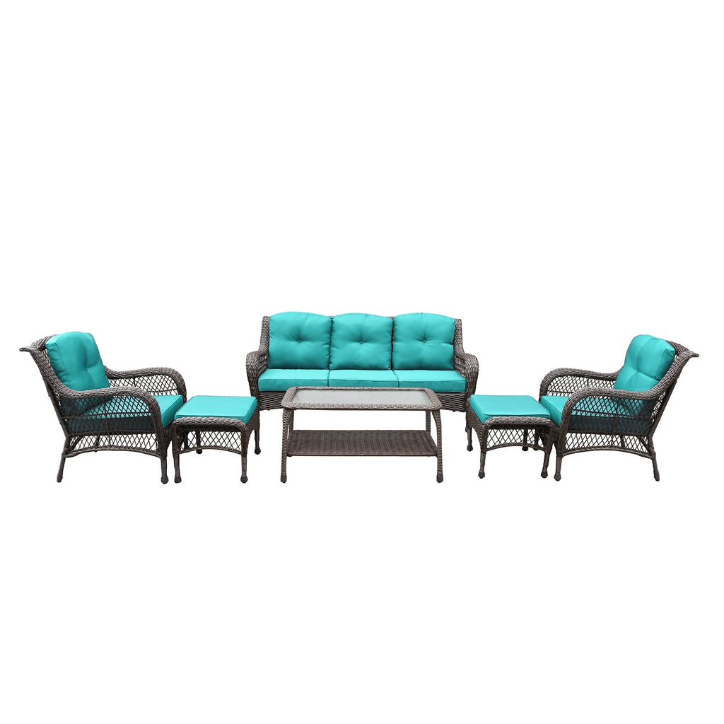 Ensemble de 6 meubles de patio en résine tressée avec dossier haut