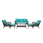 Ensemble de 6 meubles de patio en résine tressée avec dossier haut