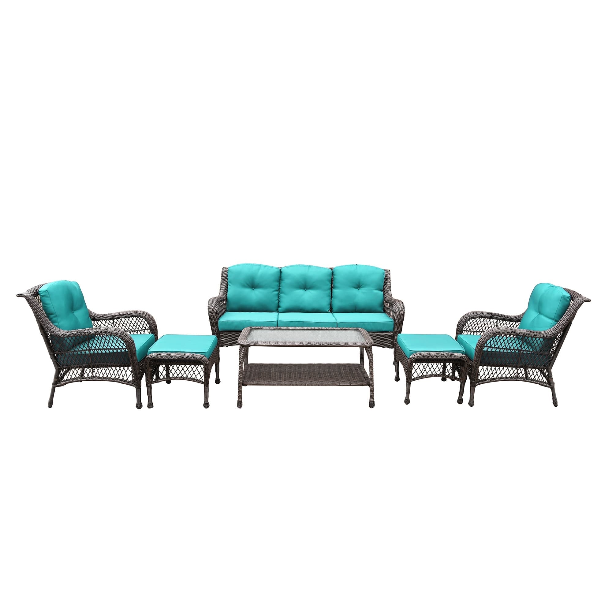 Ensemble de 6 meubles de patio en résine tressée avec dossier haut