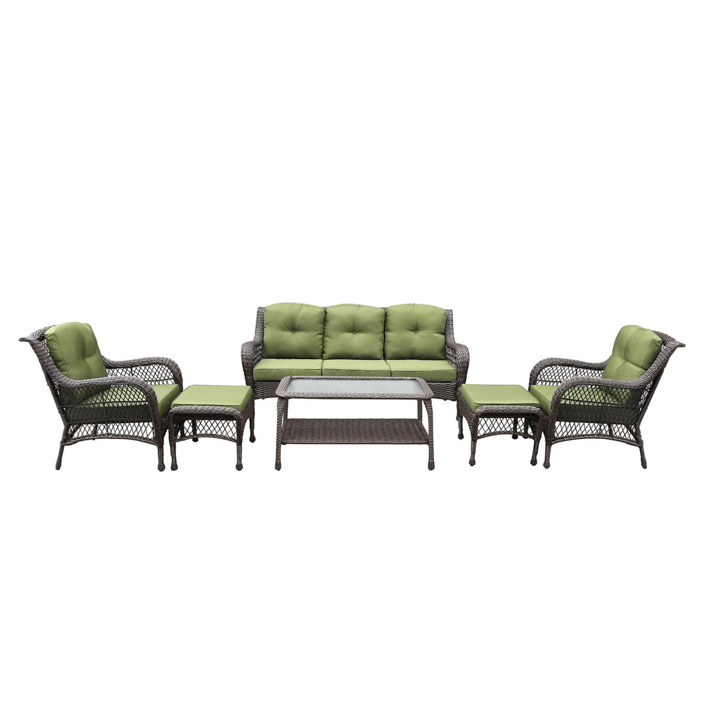 Ensemble de 6 meubles de patio en résine tressée avec dossier haut