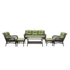 Ensemble de 6 meubles de patio en résine tressée avec dossier haut