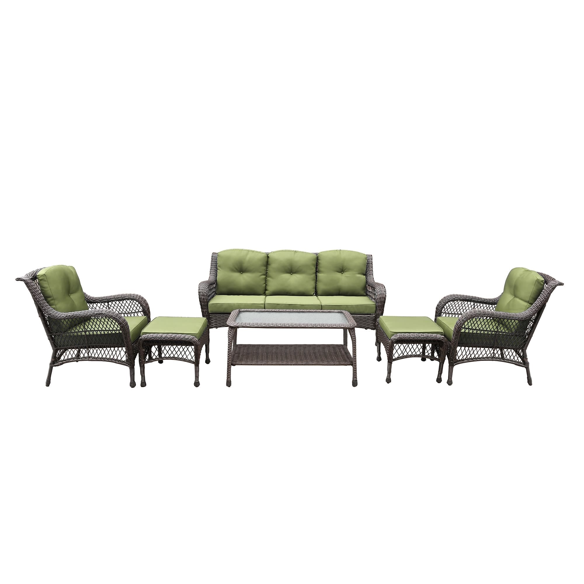 Ensemble de 6 meubles de patio en résine tressée avec dossier haut