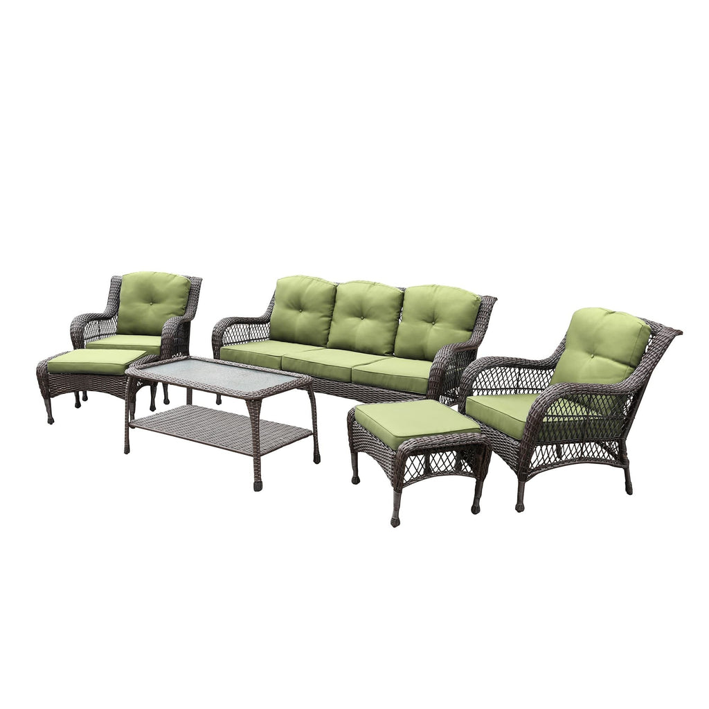 Ensemble de 6 meubles de patio en résine tressée avec dossier haut