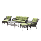 Ensemble de 6 meubles de patio en résine tressée avec dossier haut