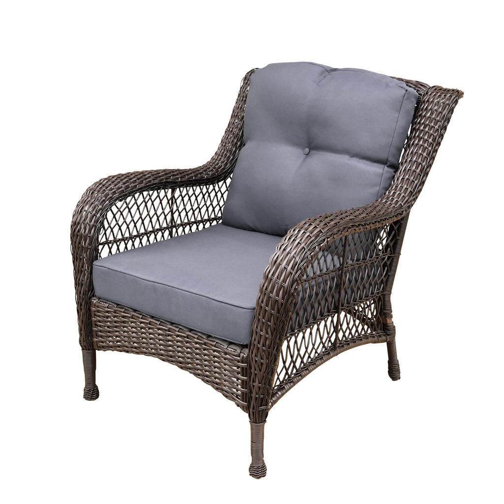 Ensemble de 6 meubles de patio en résine tressée avec dossier haut