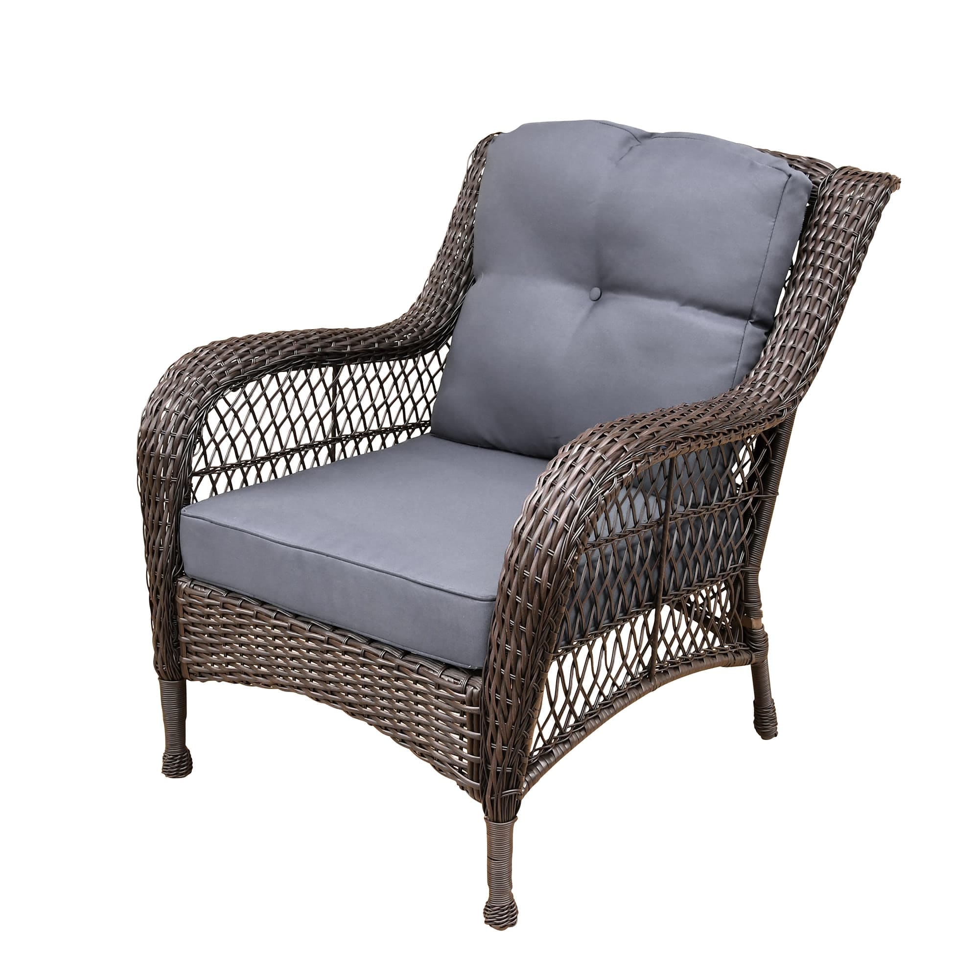 Ensemble de 6 meubles de patio en résine tressée avec dossier haut