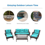 Ensemble de 6 meubles de patio en résine tressée avec dossier haut