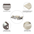 Ensemble de 6 meubles de patio en résine tressée avec dossier haut