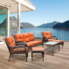 Ensemble de 6 meubles de patio en résine tressée avec dossier haut