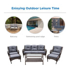 Ensemble de 6 meubles de patio en résine tressée avec dossier haut