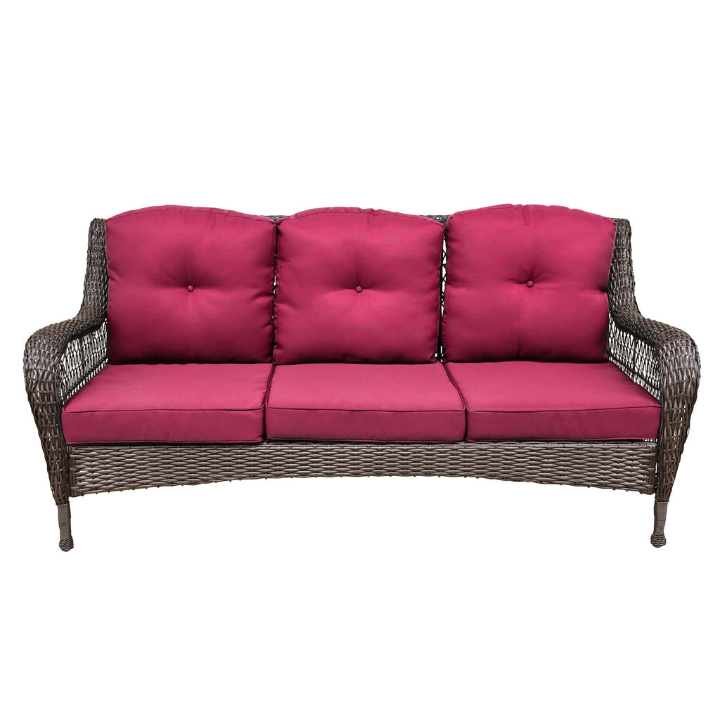 Ensemble de 6 meubles de patio en résine tressée avec dossier haut