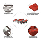 Ensemble de 6 meubles de patio en résine tressée avec dossier haut