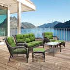 Ensemble de 6 meubles de patio en résine tressée avec dossier haut