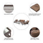 Ensemble de 6 meubles de patio en résine tressée avec dossier haut